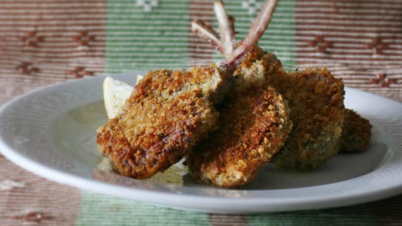 Percorino-crumbed lamb cutlets.