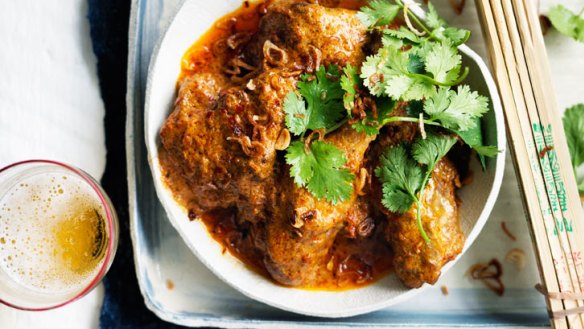 The duck in this curry can be substituted for chicken, if preferred.