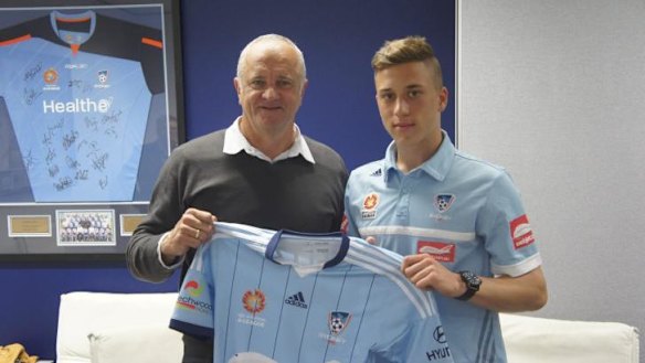 New sensation: Alex Gersbach with Sydney FC coach Graham Arnold.