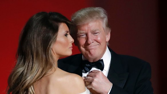 President Donald Trump dances with first lady Melania Trump at the Liberty Ball in Washington. 