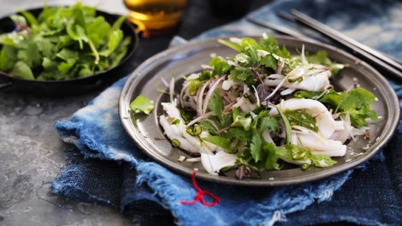 Squid is a perfect match for a subtle-flavoured Thai salad.