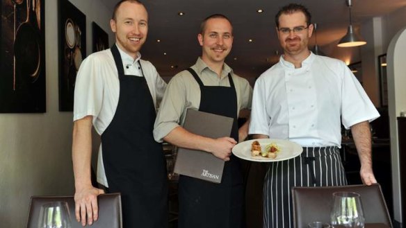 Devoted ... The Artisan's co-owners David Black, left, and Sam McGeechan, with chef Josh Hinves.