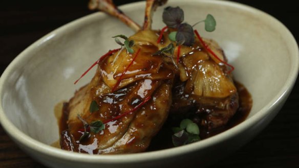 Go-to dish: Curried duck leg with pineapple chutney.
