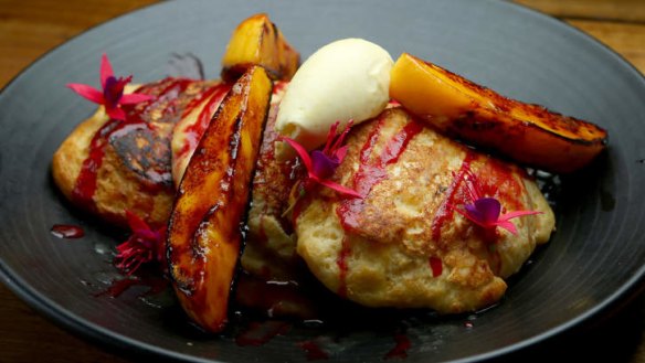 Go-to dish: 'Hotnuts' (lemon curd hotcakes) served with seasonal fruit and mascarpone.