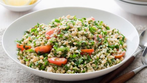 Legumes and grains, such as those in quinoa and wheat berry tabbouleh, are good for the heart and bowel.