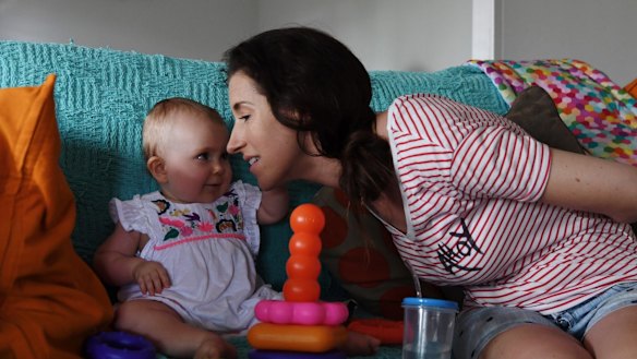 Bethan McElwee with Aviana at their home in Darwin.