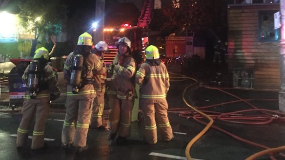 More than 50 firefighters took about 40 minutes to bring the fire at La Mama theatre under control.