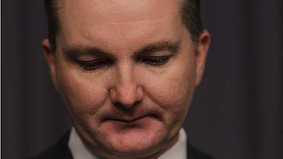Chris Bowen during a press conference at Parliament House.