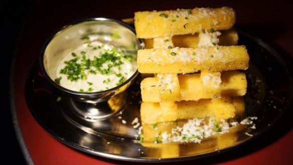 Golden polenta chips: go ahead and dip.