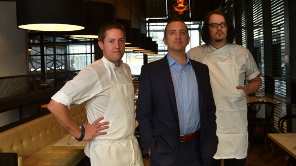 From left: Head chef George Fowler, Gavin Baker and pastry chef Shaun Quade inside Chiara.