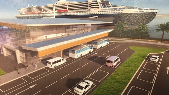 An artist impression of Brisbane's proposed cruise ship terminal at Luggage Point.