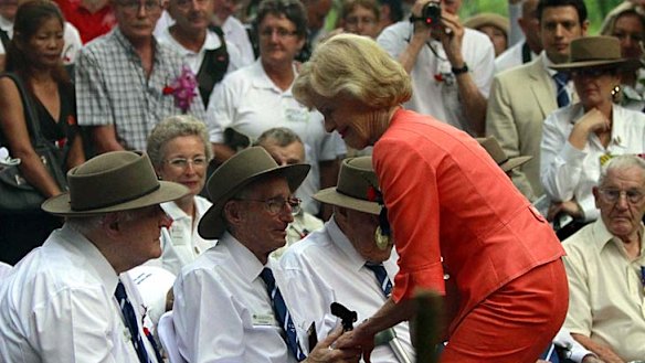 Quentin Bryce... with veterans at Hellfire Pass.