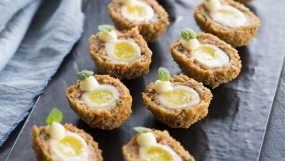 Andrew Blake recommends filling platters with Scotch quail eggs.
