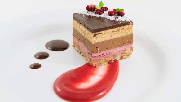 Raw, vegan and swoonworthy ... The Neopolitan ''cheezecake'' from Sadhana Kitchen in Sydney.