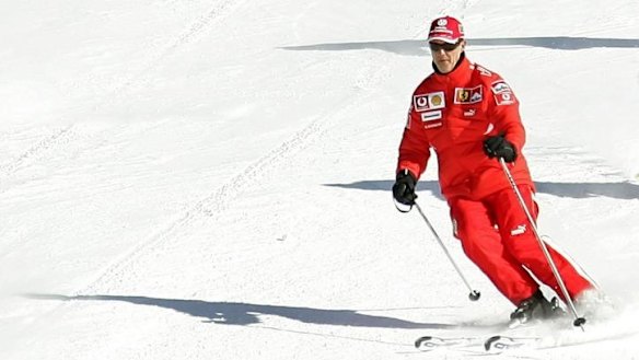 Michael Schumacher skis at a Formula One team event in 2006. The seven-time champion was critically injured after hitting his head on rocks at the French Alps resort of Meribel on December 31, 2013.