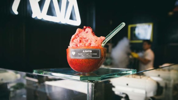 Pomegranate liquid nitrogen ice-cream.