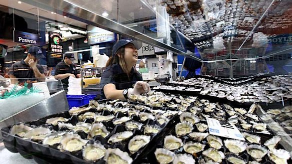 Christmas favourite ... Sydney rock oysters at Christie's Seafood.