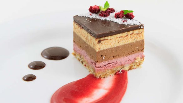 Choc-raspberry 'cheezecake' from Sadhana Kitchen.