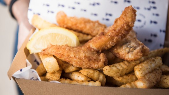If you're listening to Amy Shark, best you tuck into some fish n' chips then. Here, the fish and chips at Paper Fish in St Kilda. 
