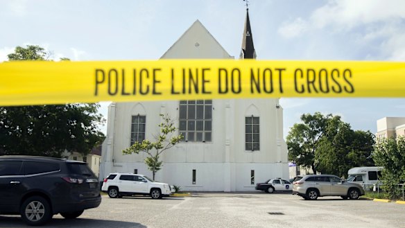 The AME Emanuel Church in Charleston after the shooting in 2015. 