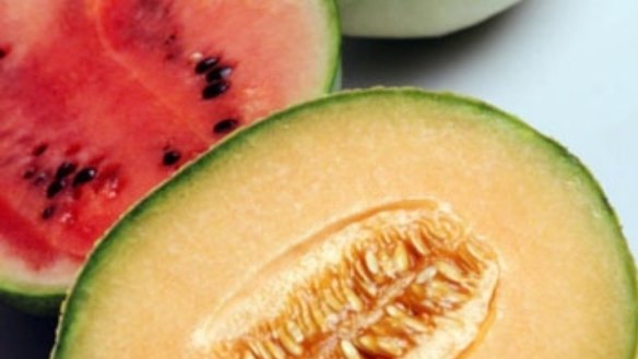 Melon and blueberries with honey-lime dressing