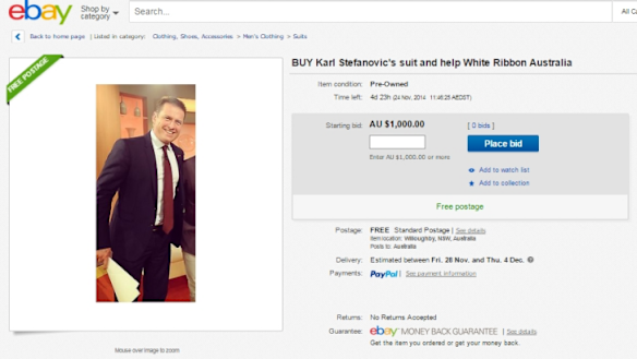 Up on eBay: One used suit courtesy of Karl Stefanovic.