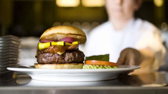 Gourmet twist: The wagyu beef burger at Rockpool Bar and Grill Sydney.