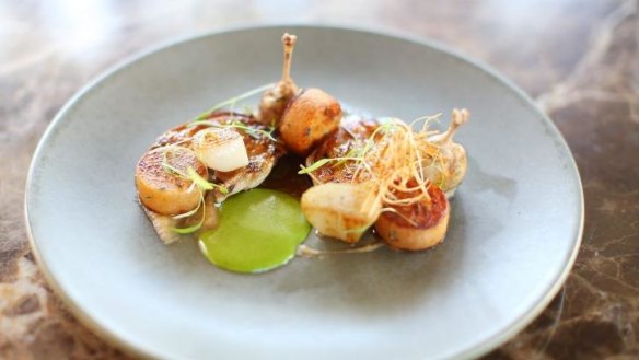 Quail with tarragon emulsion.