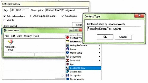 How MPs' staff add information about voters when they call the office.