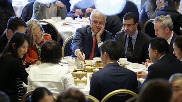 Prime Minister Malcolm Turnbull with his wife Lucy at the Sunny Harbour Yum Cha restaurant.