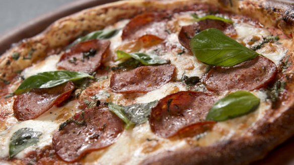 'The Boss': pepperoni, tomato and mozzarella pizza at Alfredo's Pizzeria.