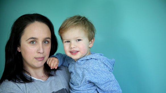 ‘‘There’s no point me going back to work, my salary would go to childcare’’: Cait Dooley with her son Dashiell. 