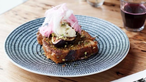 Fairy floss-topped french toast at Hendriks.