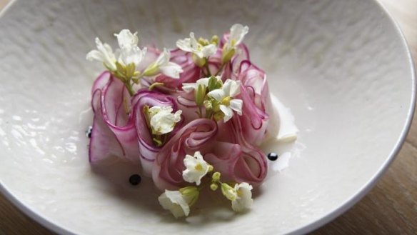 Kohlrabi, enoki and fermented apple is one of the new vegetarian offerings at Yellow.