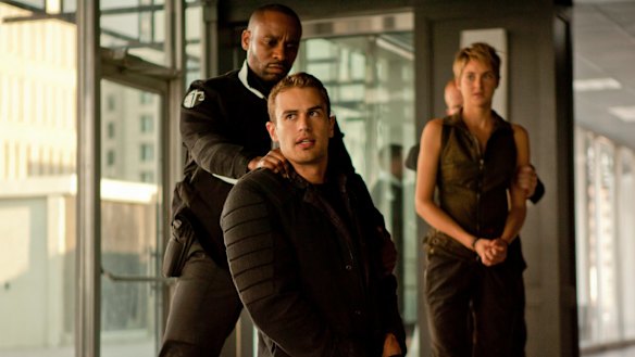 Four (Theo James) and Tris (Shailene Woodley) in  <i>The Divergent Series: Insurgent</i>, directed by Robert Schwentke. 