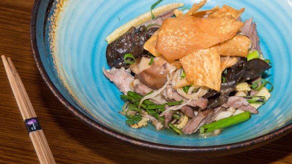 Generous: Stir-fried tea salted duck topped with crisp taro chips.