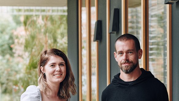 Jack Dorsey with Code Like a Girl co-founder Ally Watson, in Melbourne.
