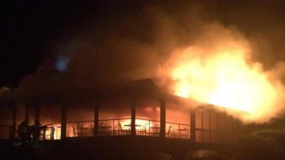 The Baths restaurant ablaze at Sorrento.