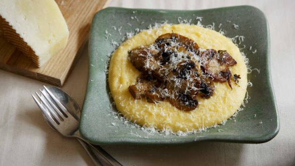 Polenta a meal maketh: Soft polenta with mushrooms.