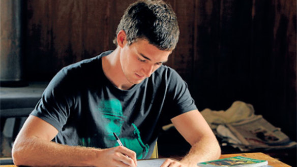 At work . . . promising Corryong footballer Shaun Atley.