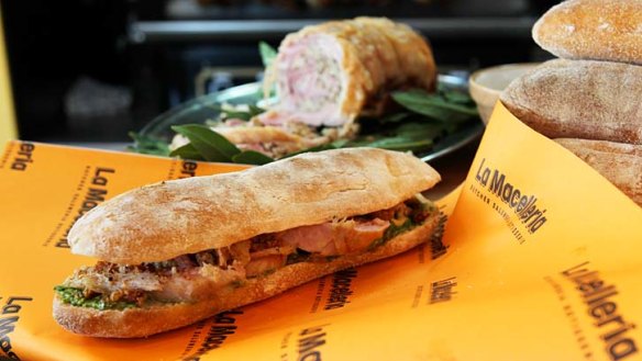 The roast pork panino at La Macelleria, Bondi.