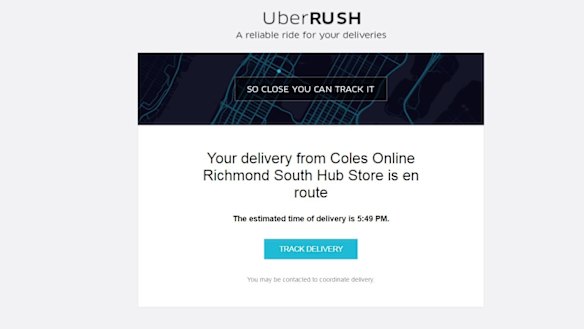 Coles customers have been receiving deliveries through UberRUSH.