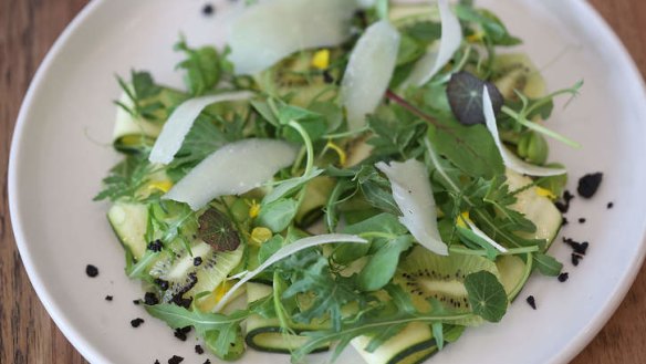 The zucchini, broad bean, rocket and kiwifruit salad.