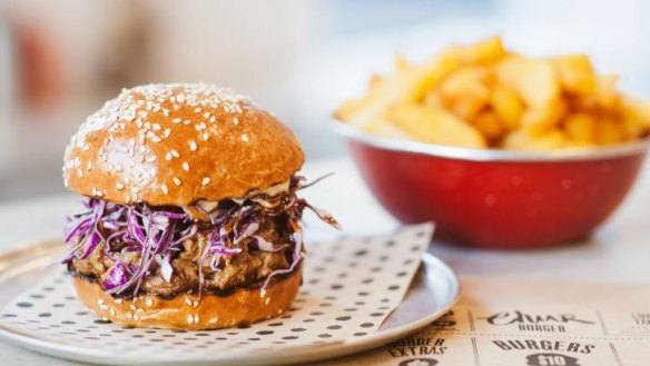 Come fly with me: Chur's pulled pork burger with red slaw and fennel mayo.