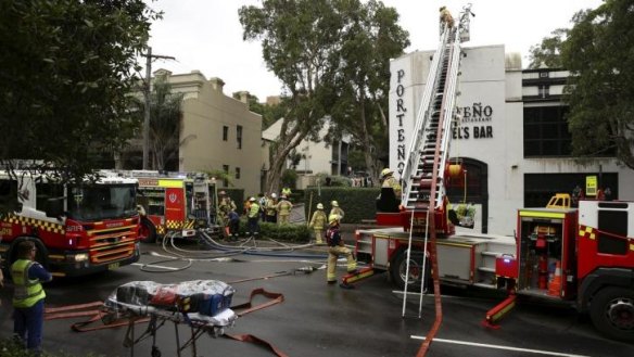 NSW Fire & Rescue attend the fire at Porteno restaurant on Cleveland St, Surry Hills.