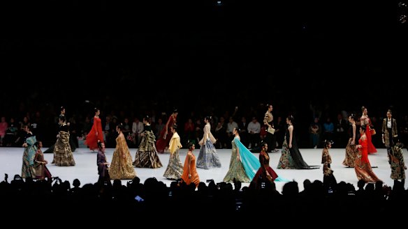Sukmawati Sukarnoputri read the poem during the Indonesia Fashion Week in Jakarta last week. 