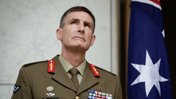 Lieutenant General Angus Campbell is announced as Australia's next Chief of the Defence Force during a press conference at Parliament on Monday.
