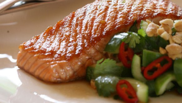 Barbecued salmon.
