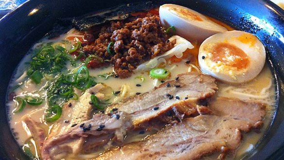 For something different ... Raku's red ramen, which comes with a scoop of spicy minced beef.