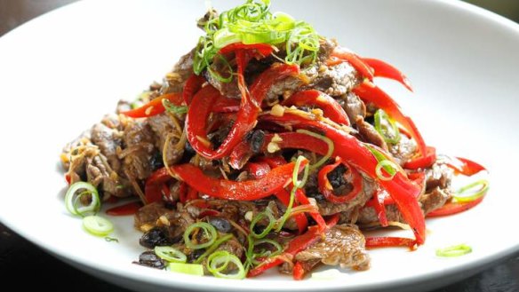 Fusion food: Kylie Kwong's stir-fried wallaby with black bean and chilli sauce.